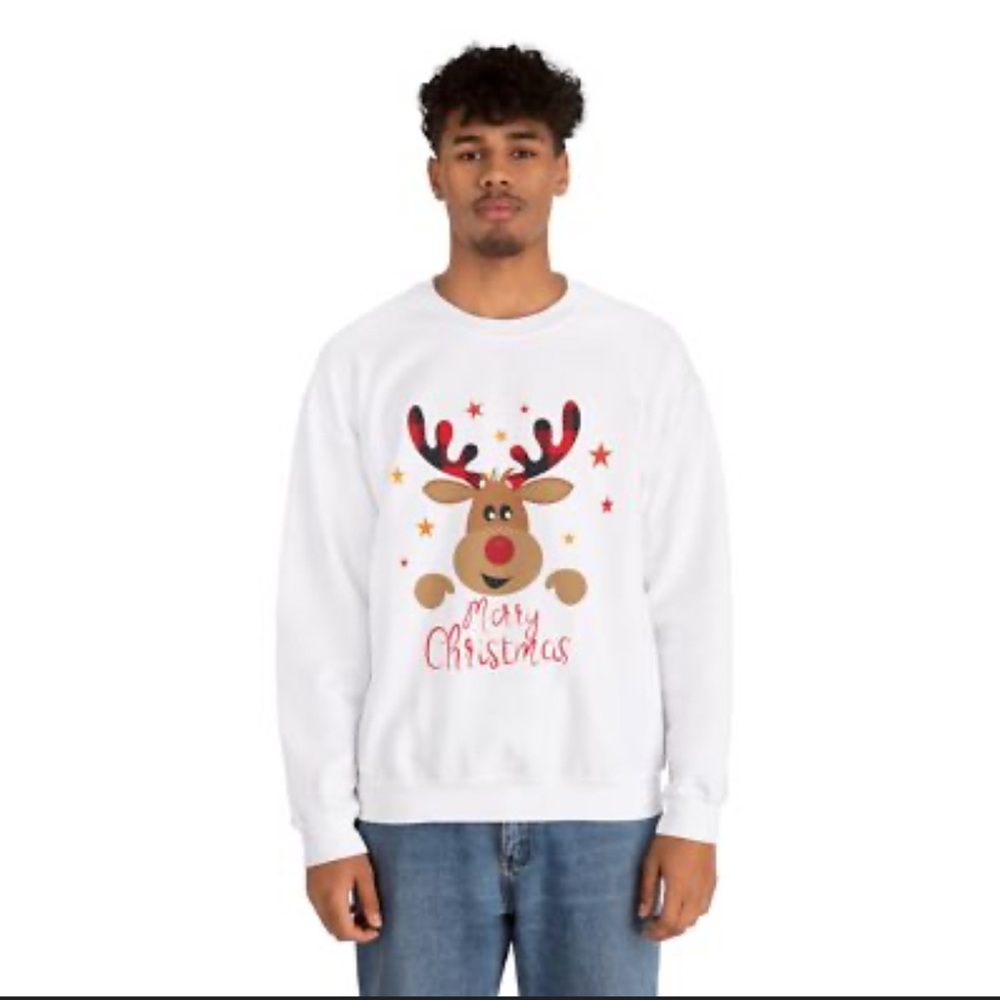 White Christmas Reindeer Sweater